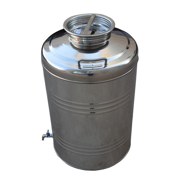 Bidon d'huile d'olive inox 100 L vu de dessus
