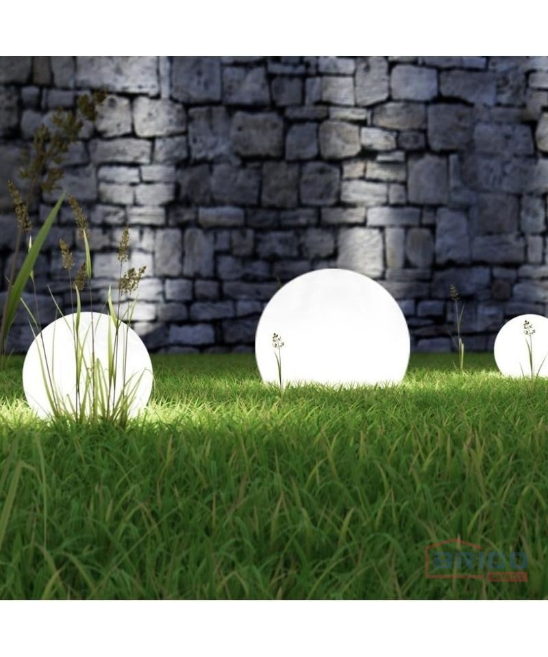 Boule de jardin 300 mm blanche + lampe LED 9W 4000K