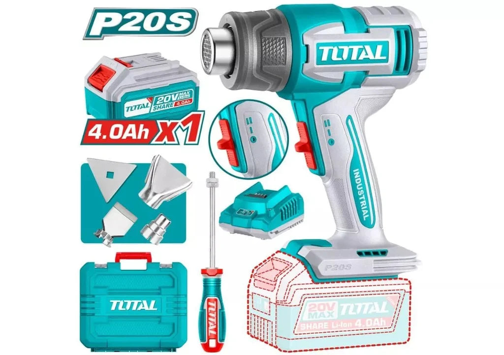 Pistolet à air chaud sans fil TOTAL TBLI20065 20 V avec batterie