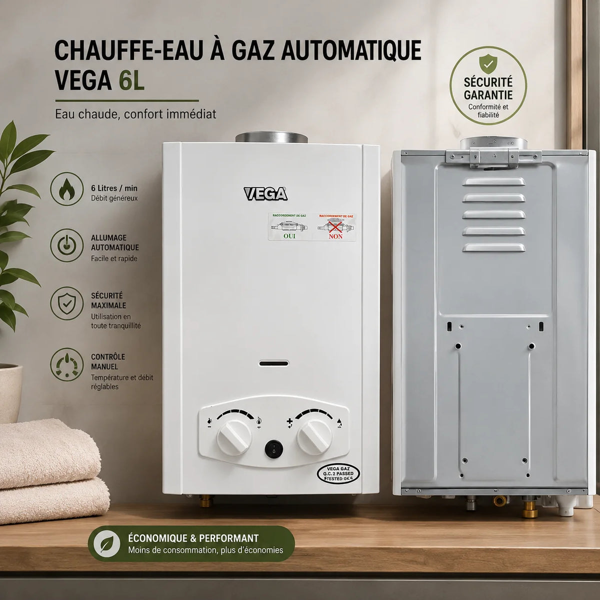chauffe eau a gaz automatic Vega 6L