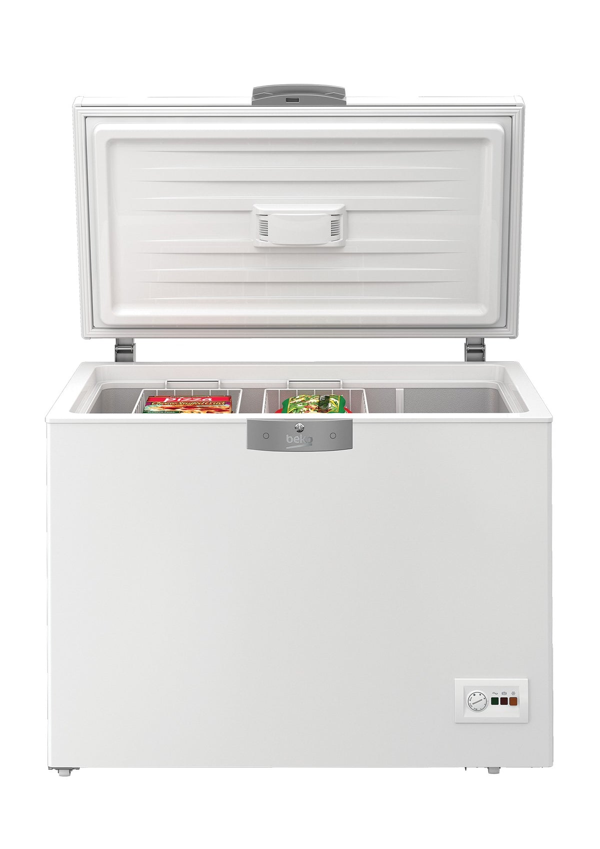 Congélateur coffre Beko HSA32502 couvercle ouvert