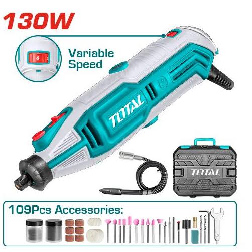 Mini-meuleuse rotative TOTAL TG513326 130 W avec accessoires et arbre flexible