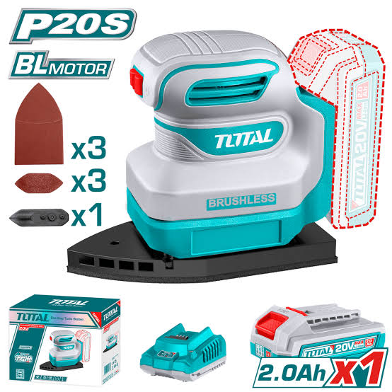 Ponceuse delta sans fil TOTAL TPSLI20241 20 V avec batterie