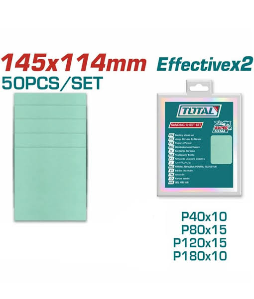 Set de feuilles abrasives 145×114 mm – 50 pièces TOTAL TAC145115