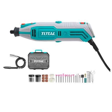 Mini-meuleuse rotative TOTAL TG513326 130 W avec accessoires et arbre flexible
