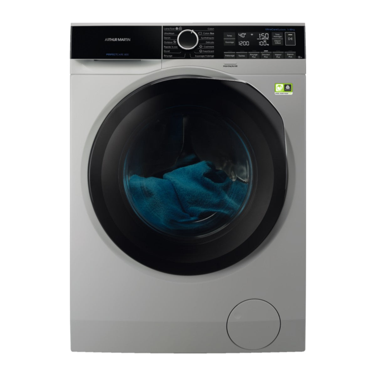 Machine à laver frontale 10 kg 1600 tr/min silver — Arthur Martin AW8F1168MS