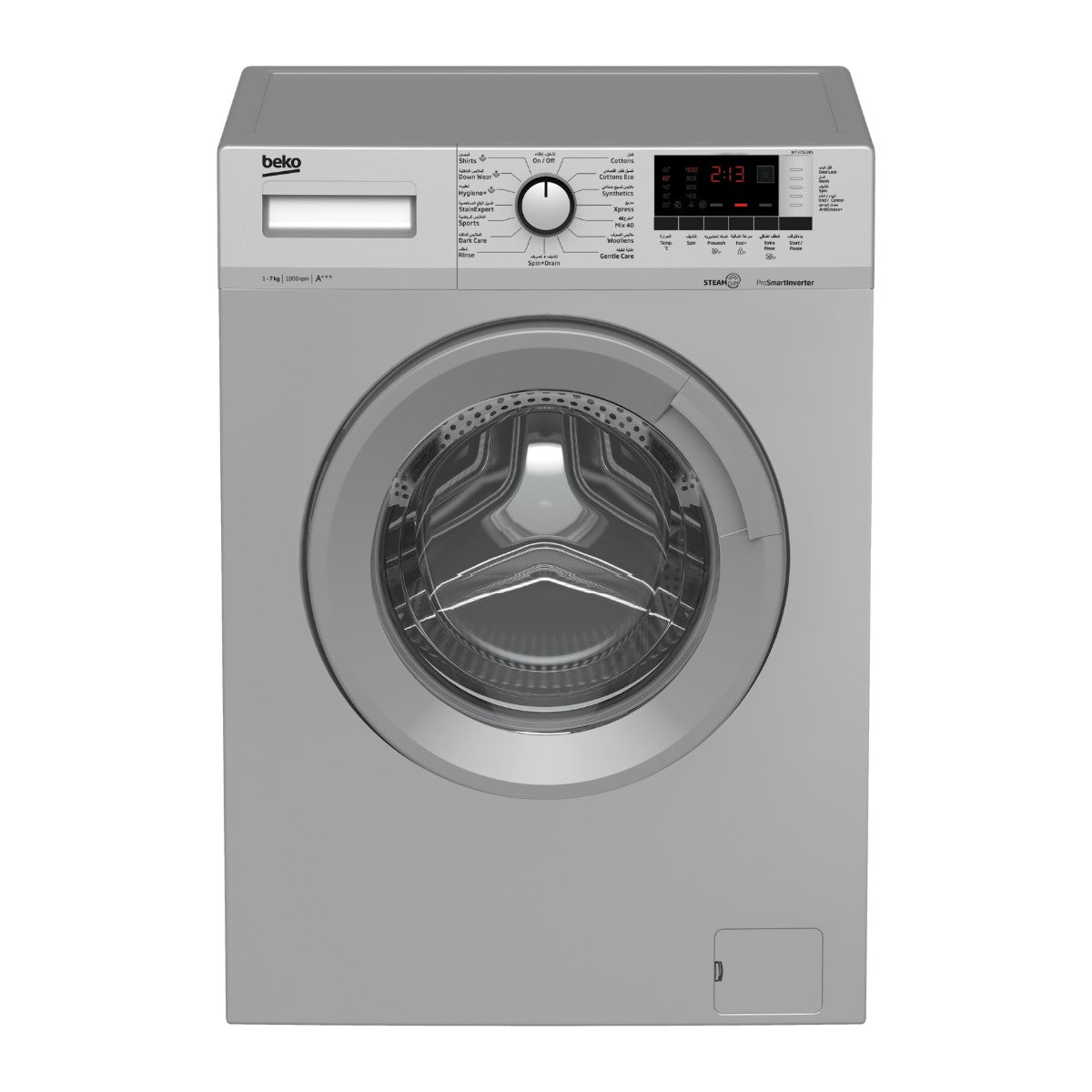 Machine à laver frontale 7 kg 1000 tr/min gris Inverter — Beko WTV7513BS