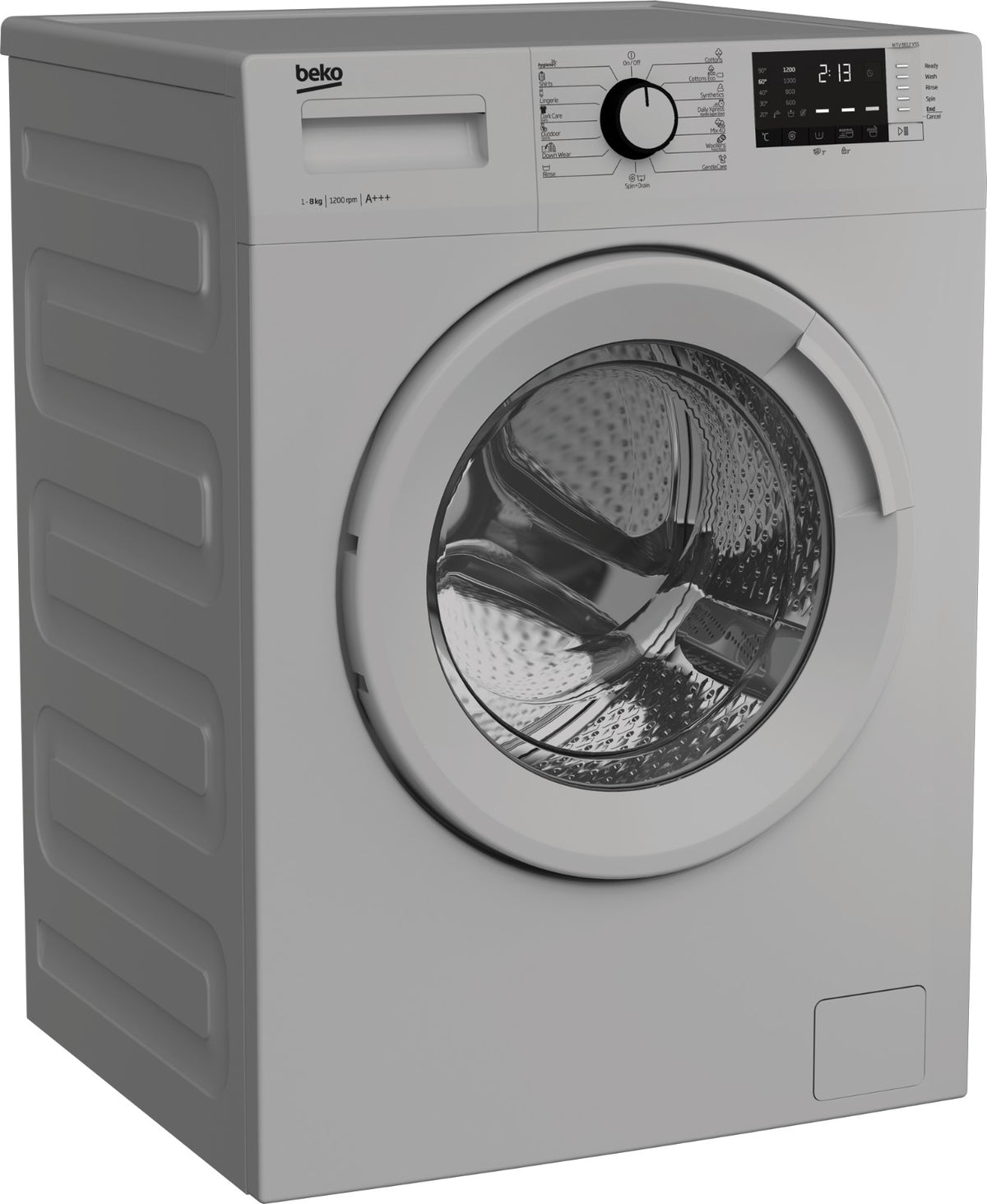 Machine à laver frontale 8 kg 1200 tr/min gris Inverter — Beko WTV8612XSS — vue 2