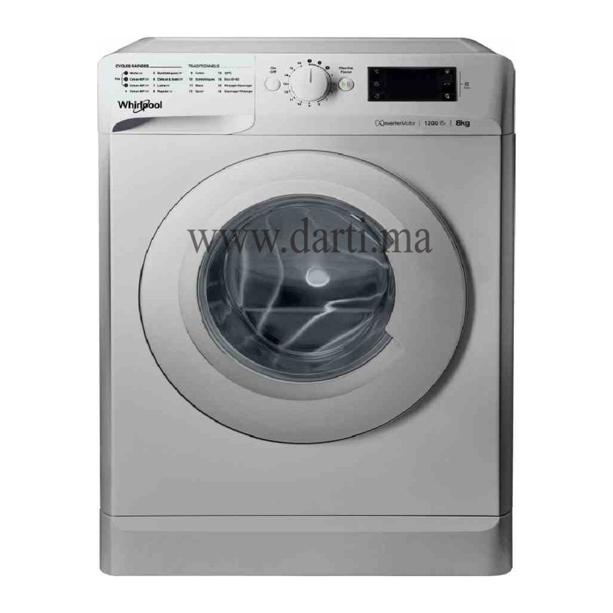 Machine à laver frontale 8 kg 1200 tr/min silver — Whirlpool WMTE8123S NA