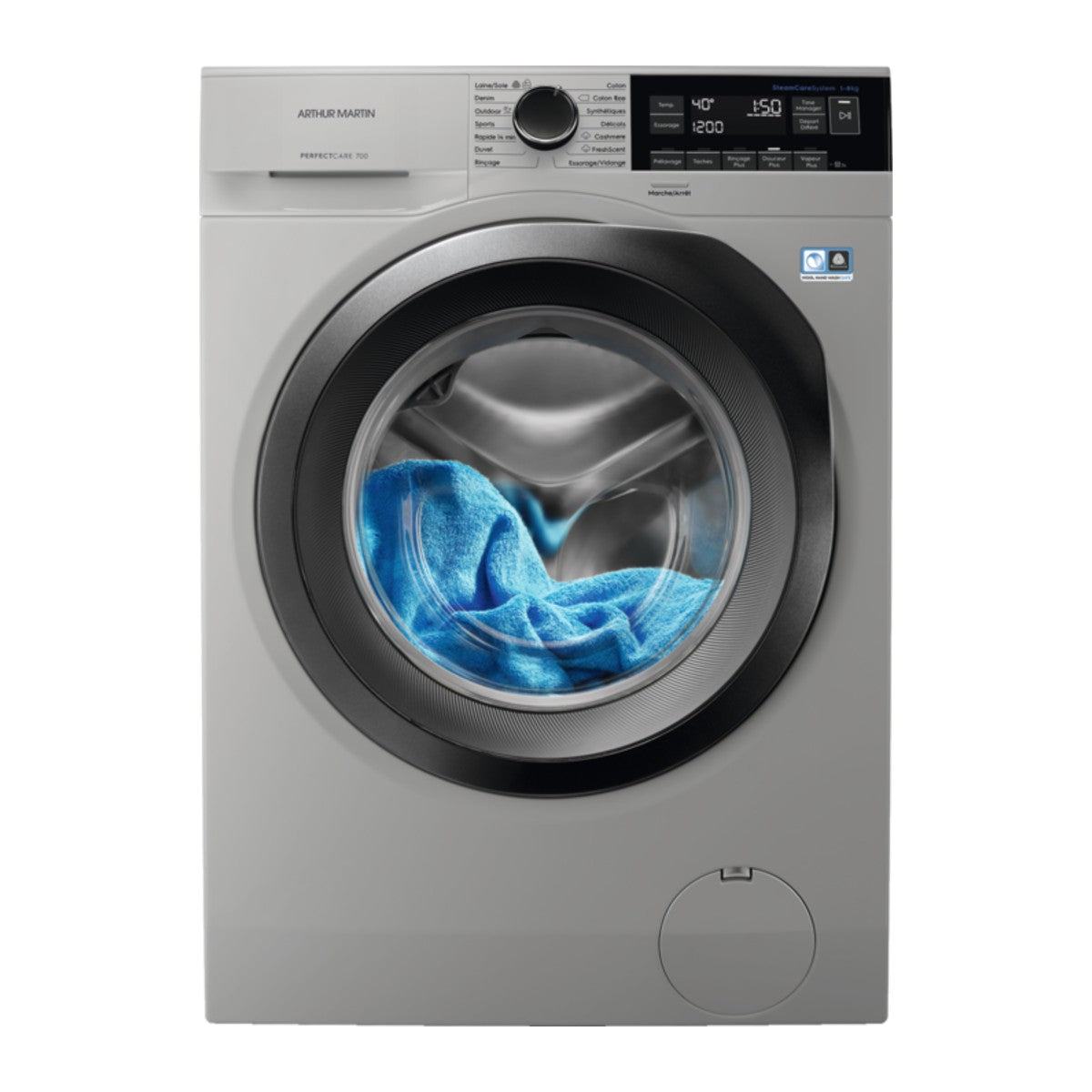 Machine à laver frontale 8 kg 1400 tr/min silver — Arthur Martin AW7F3846HS
