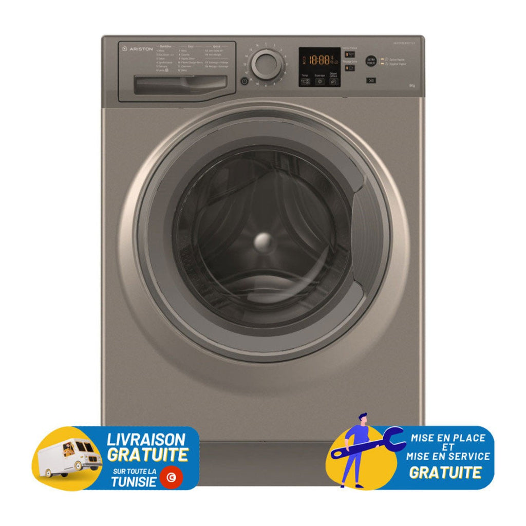 Machine à laver frontale 8 kg inox — Ariston NS 828C GG