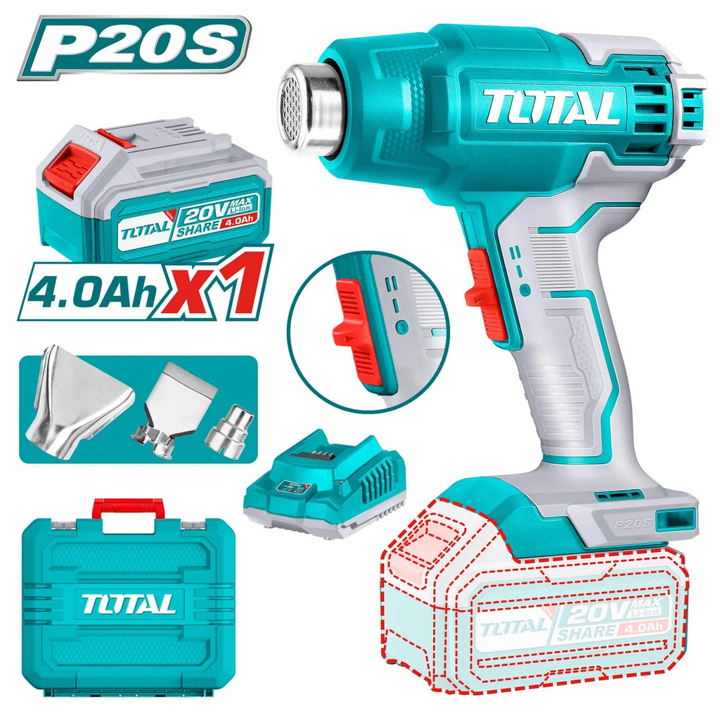 Pistolet à air chaud sans fil TOTAL TBLI20065 20 V avec batterie