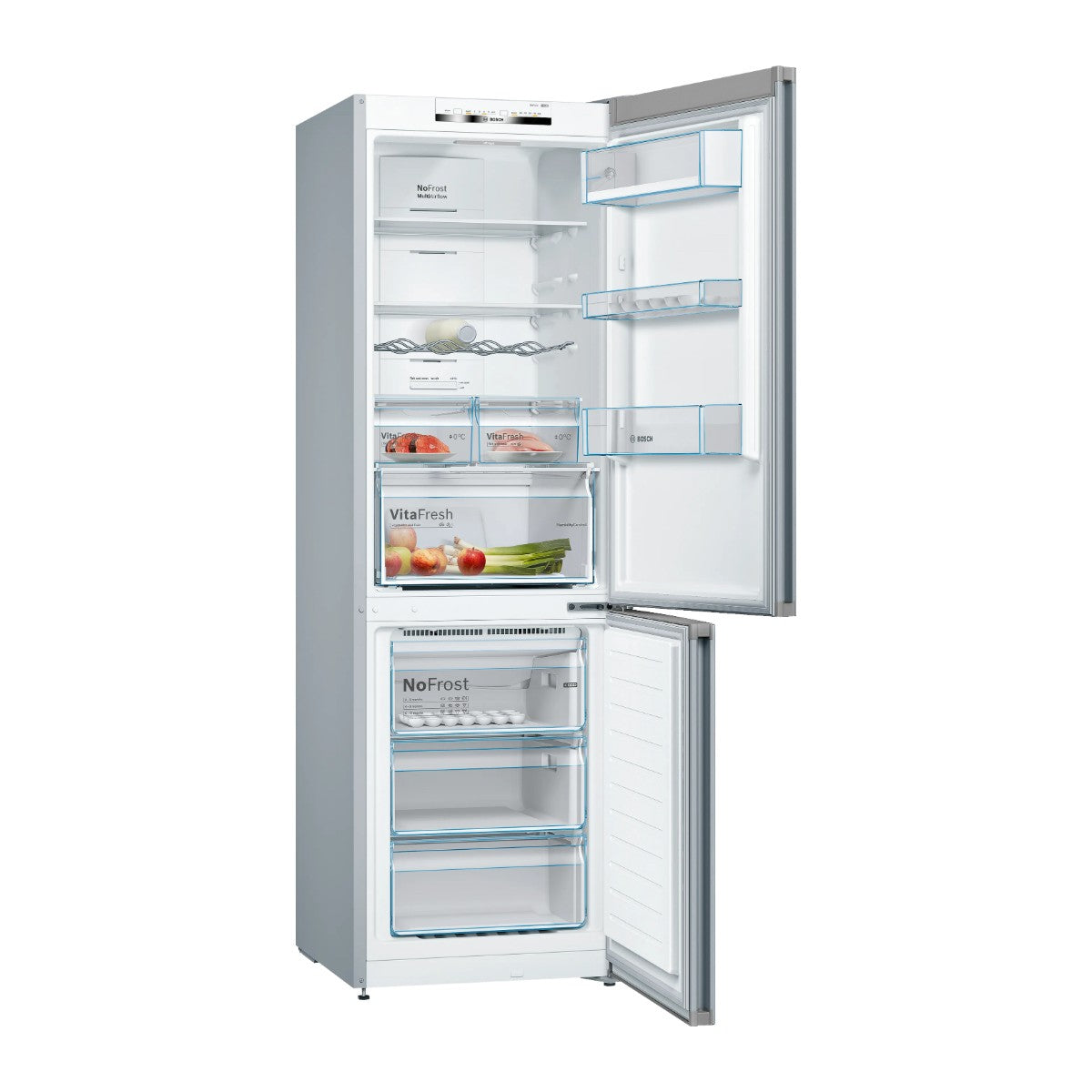 Réfrigérateur combiné Bosch KGN36KL35 324 L No Frost, portes ouvertes