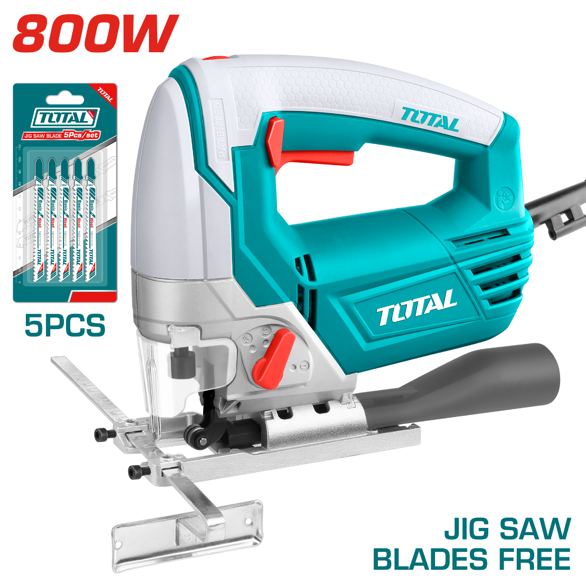 Scie sauteuse filaire TOTAL TS2081006 800 W, coupe bois 100 mm