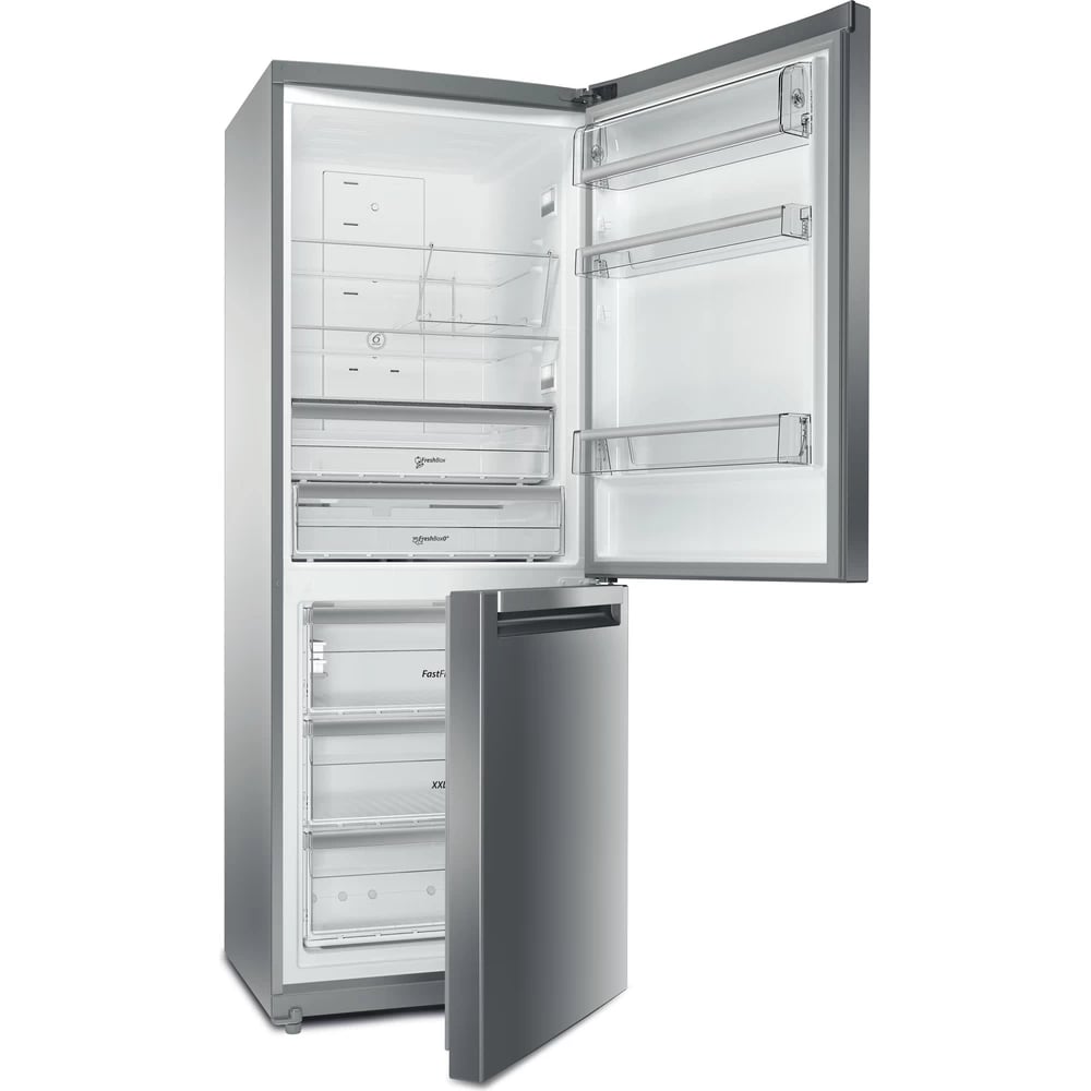 Whirlpool BTNF 5011 OX portes ouvertes, réfrigérateur et congélateur