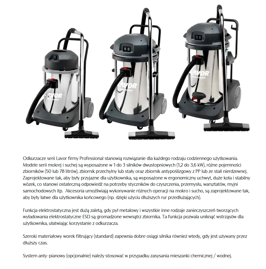 Aspirateur LAVOR Windy 265 IF 65 L 2 moteurs